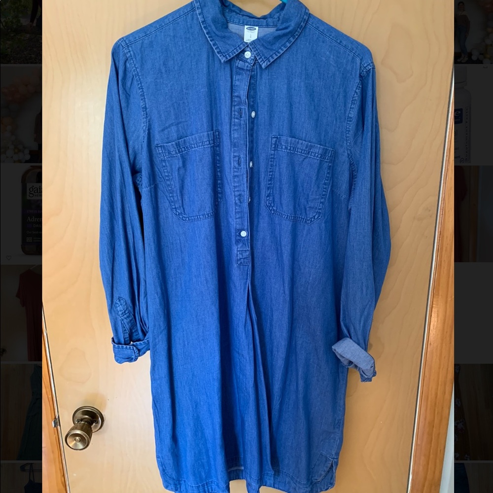 Old Navy Blue Jean Button-up Dress Size L